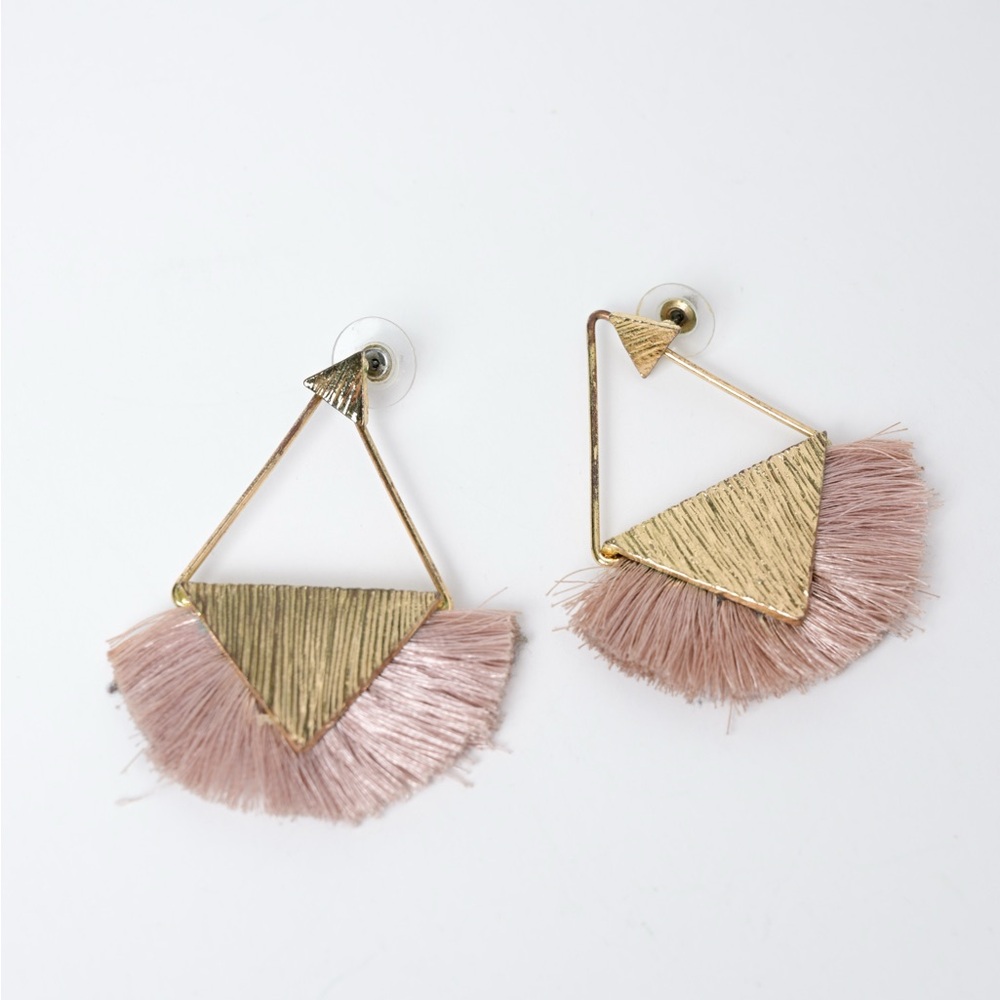 Gold and Pink Fringe Earrings
